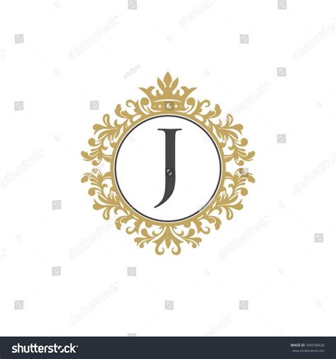 J Initial Logo Luxury Ornament Crown Logo Stock Vector Illustration