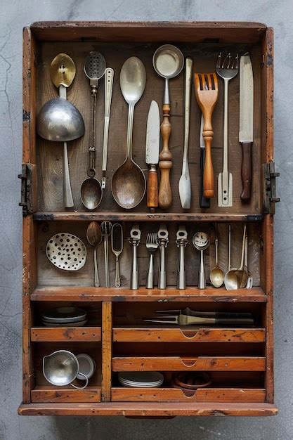 Premium Photo Drawer Organized With Utensils And Spoons