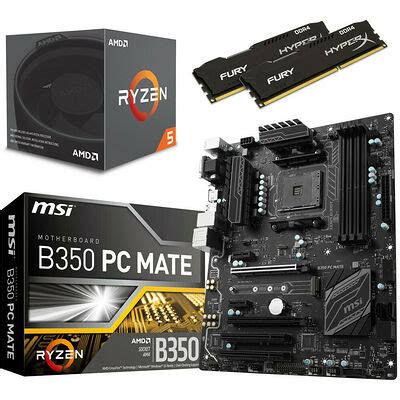 Kit d évo AMD Ryzen 5 1600 3 2 GHz MSI B350 PC MATE 8 Go Kit d