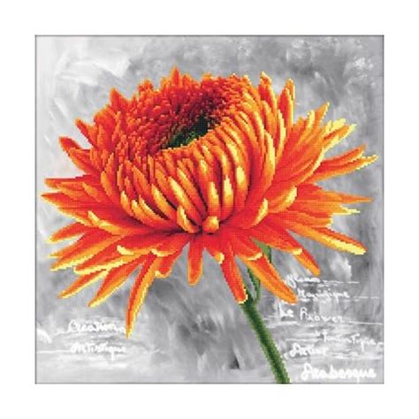 Voorbedrukt Borduurpakket Orange Dahlia Op Aida Needleart World 450 017