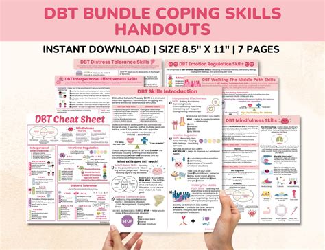 Dbt Bundle Coping Skills Printable Poster Handout Cheat Sheet