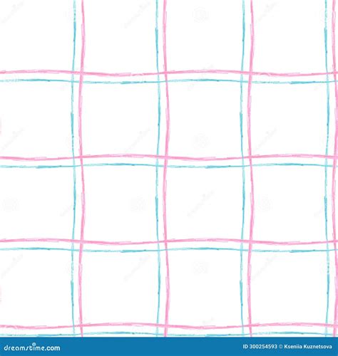 Pink And Blue Checkered Background Seamless Grid Of Pencil Lines Hand