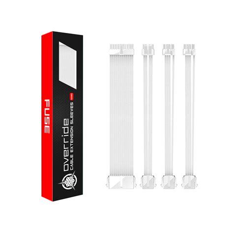 Override FUSE All White Cable Extension Sleeves – J1TEK PC