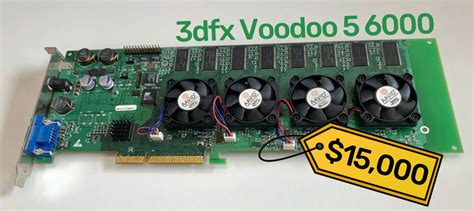 ดักแก่ การ์ดจอ 3dfx Voodoo 5 6000 รุ่นต้นแบบถูกนำมาวางจำหน่ายที่ราคา 15 000 หรือ 507 449บาท