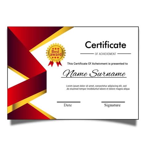 Certificate Ribbon Vector PNG Images, Certificate Vector Design With Gold Ribbon, Certificate ...