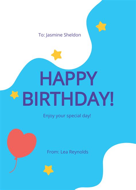 Free Birthday Card For Girl Template Edit Online And Download