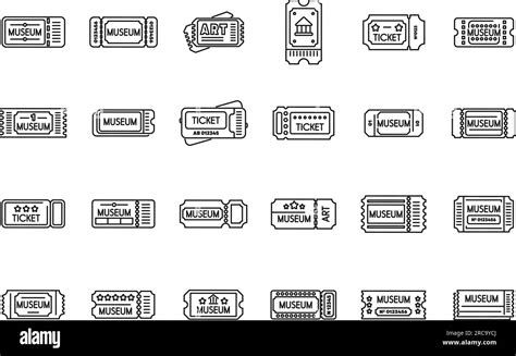 Museum Ticket Icons Set Outline Vector Control Guide Map Access Stock Vector Image And Art Alamy