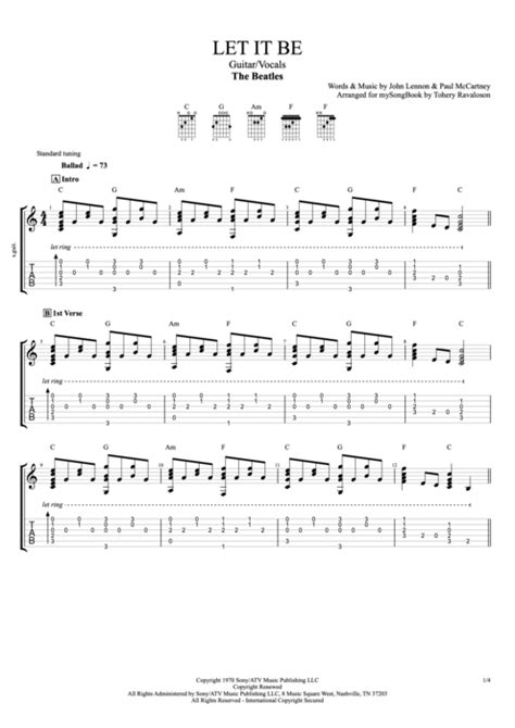 Beatles Let It Be Guitar Chords