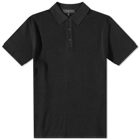 Rag Bone Harvey Knit Polo Black End Sg