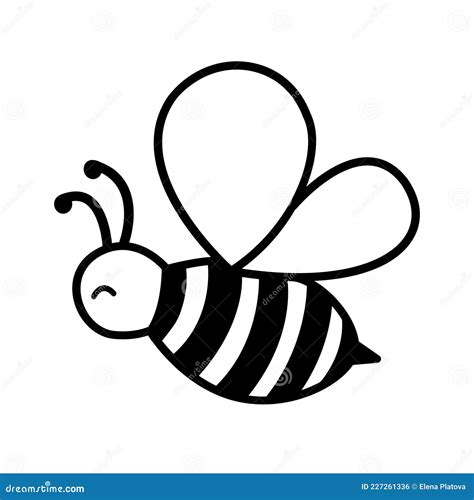 Honey Bee For Coloring Page Cute Simple Bee Insect Vector Illustration