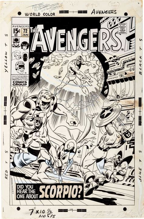 Original Comic Art Covers Sal Buscema And Sam Grainger Avengers 72