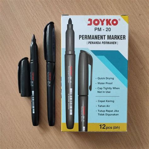 Jual Spidol Permanent Hitam Joyko PM 20 Permanent Marker Black Shopee