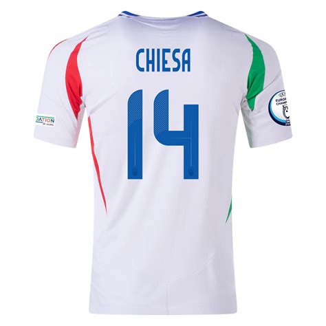 Chiesa Italy Away Kit Euro 2024 Men Jersey Number 14 Cool Soccer