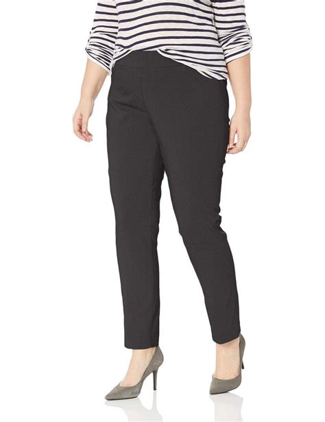 Slim Sation Womens Plus Size Pull On Straight Leg Pant Straight Leg