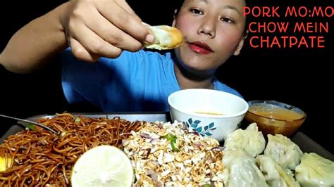 Eating Pork Mo Mo Chowmein Chatpatey Mukbang Nepalimukbang Youtube