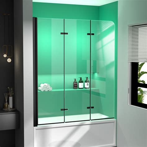 Getpro 51 2 W X 59 H Bi Fold Frameless Tub Door With Clear Glass