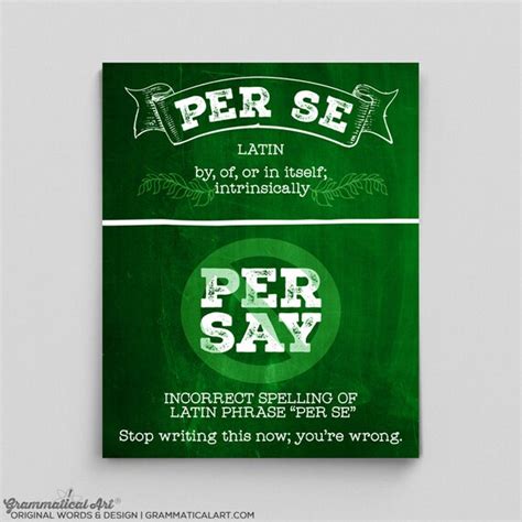 Per Se Vs Per Say Poster Grammar Print English Teacher Ts