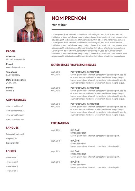 Mod Le De Cv Tudiant Cr Ez Un Cv Efficace