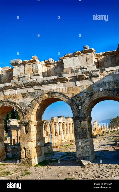 Arch of Domitian, at start of colonnaded street in Hierapolis, Turkey ...