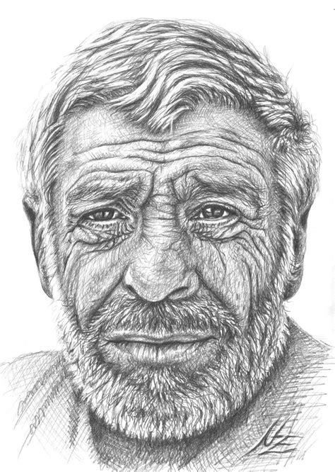 Old Man From Greece Graphite Face Art Portrait Drawing Male Face