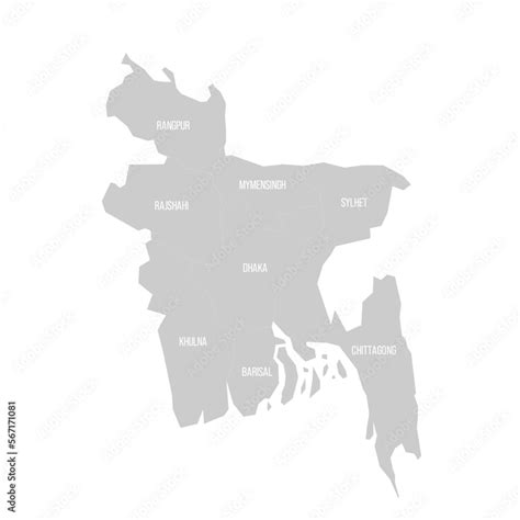 Bangladesh political map of administrative divisions Stock Vector ...