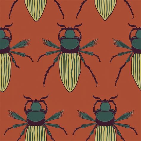 Premium Ai Image A Pattern Of Beetles That Are Green And Brown