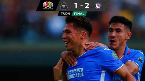 Pumas 1 2 Cruz Azul Resultado Goles Y Resumen TUDN Liga MX TUDN