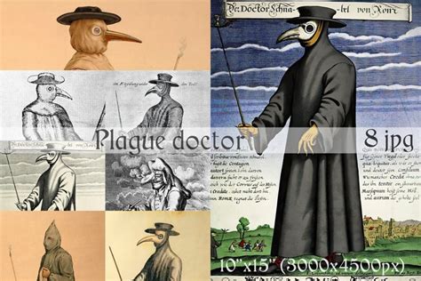 Plague Doctor Medieval Illustration Pack Printable Posters