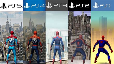 Ps5 Vs Ps4 Vs Ps3 Vs Ps2 Vs Ps1 Spider Man Comparación De