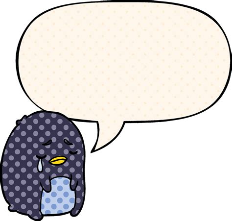 cartoon crying penguin and speech bubble in comic book style 8675614 ...