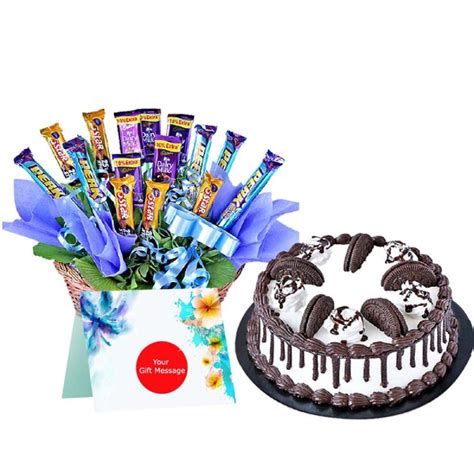 Gm Black Forest Oreo Cake With Mixed Chocolate Basket Archies Online