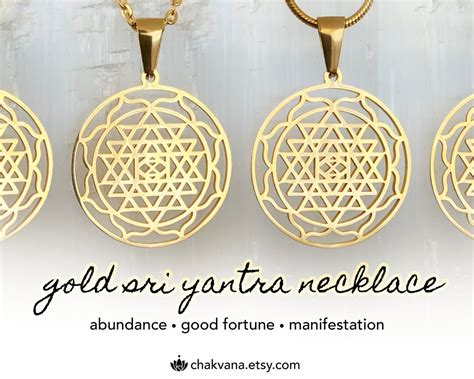 Gold Sri Yantra Necklace, Sri Yantra Jewelry, Meditation Necklace, Spiritual Necklace, Spiritual ...