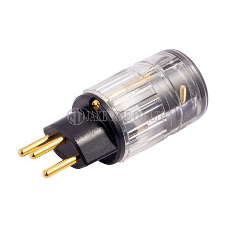 Audio Swiss Plug Type J Switzerland Power Plug Transparent Gold Plated