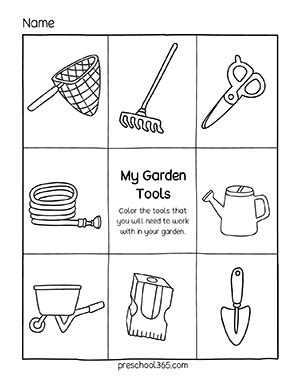 Gardening Tools Worksheets | Fasci Garden