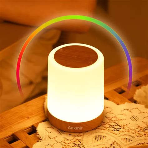 Night Light Dimmable Touch Bedside Table Lamps Stepless Rgb Timer