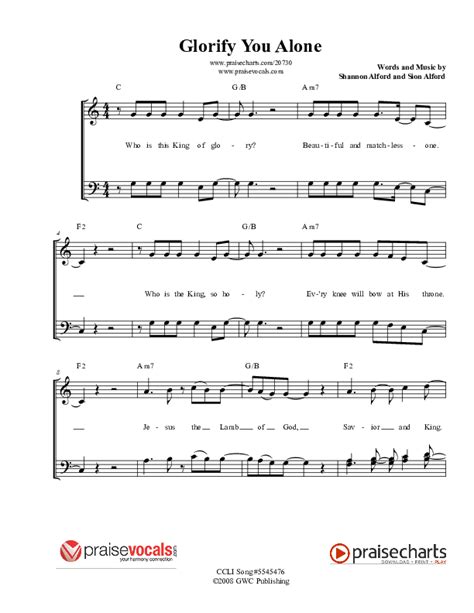 Glorify You Alone Sheet Music Pdf Praisevocals Praisecharts