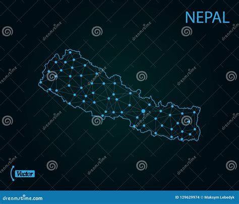 Nepal Vector Map Isolated On White Background High Detailed Black