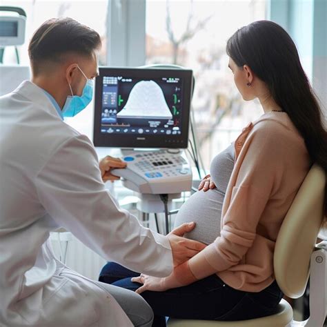 Pregnant Girl Doing Ultrasound At The Doctor Premium Ai Generated Image