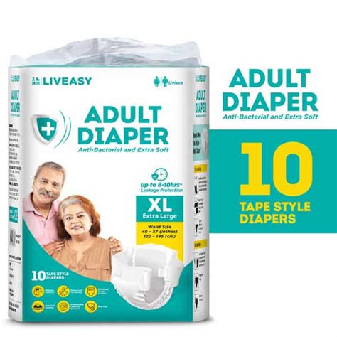 Buy Liveasy Adult Diaper Tape Style Xl 10 Anti Bacterial And Odour