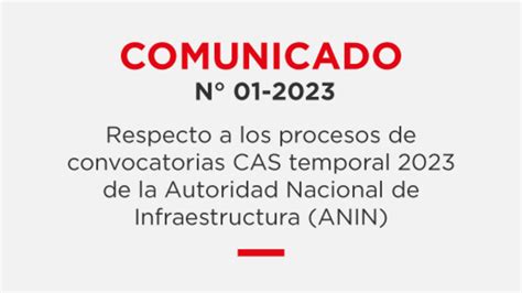 Comunicado N° 01 2023 Noticias Autoridad Nacional De Infraestructura Plataforma Del Estado