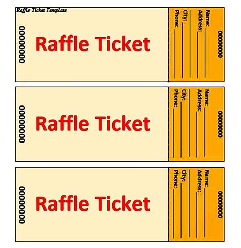 Raffle Ticket Template Printable