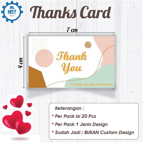 Jual Ucapan Terima Kasih Olshop Thanks Card Olshop 1 Pack Isi 20 Pcs