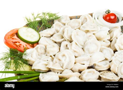 Bowl With Traditional Russian Dish Pelmeni Dumplings Stock Photo Alamy