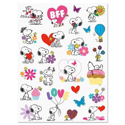 PEANUTS Snoopy Hearts Valentine s Sticker Pack Set of 48 Largest 2¼