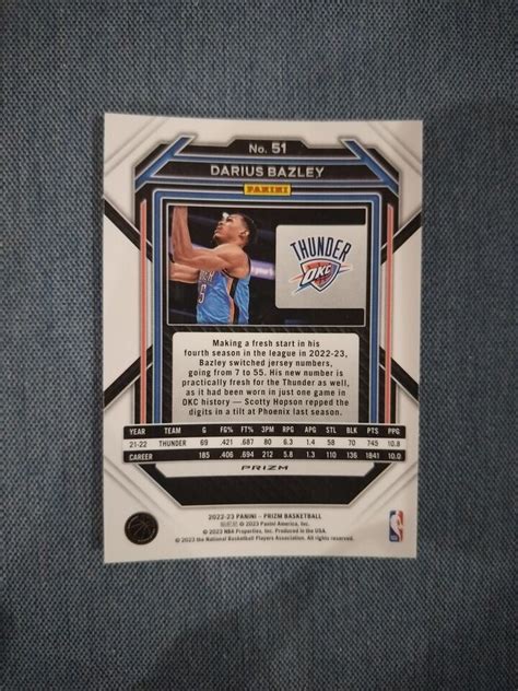 2022 23 Panini Prizm Green Darius Bazley Oklahoma City Thunder 51 EBay