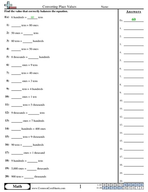 Metric Units Place Value Chart Meters Worksheet