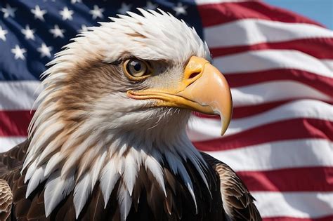 Premium Photo Eagle With American Flag Flies In Freedom