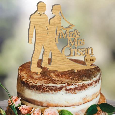 Personalised Silhouette Wooden Cake Topper Custom Decoration Cheap