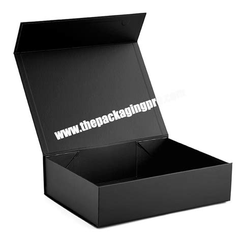 Customized Logo Foldable Black Magnetic Closing Rigid Cardboard Packaging Paper T Boxes