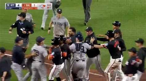 Benches Clear During Yankees Orioles Game After Player Gets Hit By